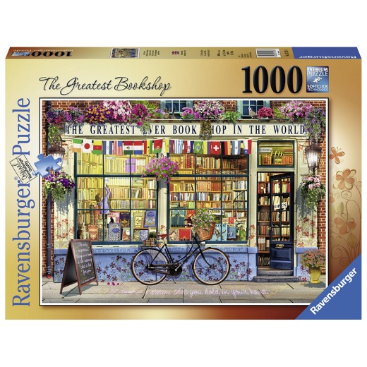 Ravensburger Pussel: The Greatest Bookshop 1000 Bitar i gruppen  hos Spelexperten (10215337)