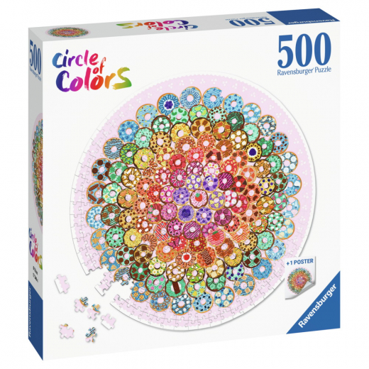 Ravensburger Pussel - Circle of Colors - Doughnuts 500 Bitar i gruppen PUSSEL / < 750 bitar hos Spelexperten (10217346)