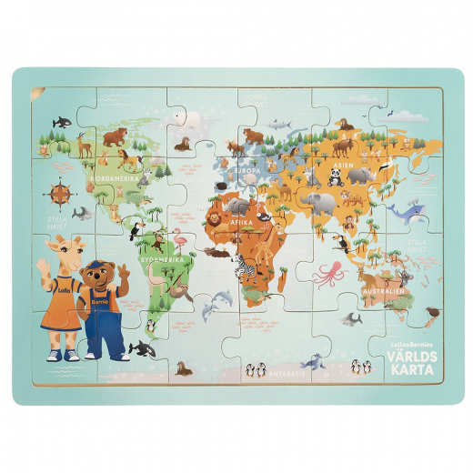 Lollo & Bernie Träpussel Världskarta 24 bitar i gruppen PUSSEL / Träpussel hos Spelexperten (12653)
