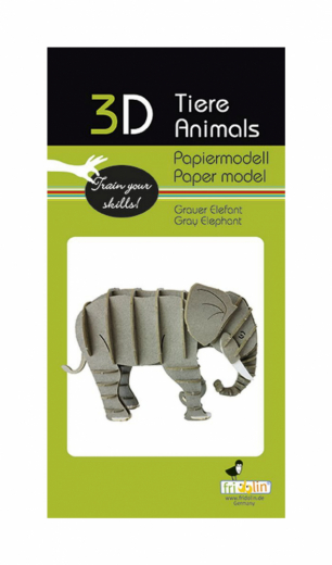 3D papperspussel, Elefant, grå i gruppen PUSSEL / Modellbyggen hos Spelexperten (158126)