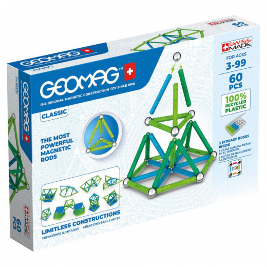 Geomag Classic Recycled 60 Bitar i gruppen LEKSAKER / Byggklossar / Geomag hos Spelexperten (51024016)