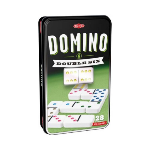 Domino Double 6 i plåtlåda i gruppen SÄLLSKAPSSPEL / Familjespel hos Spelexperten (53913)