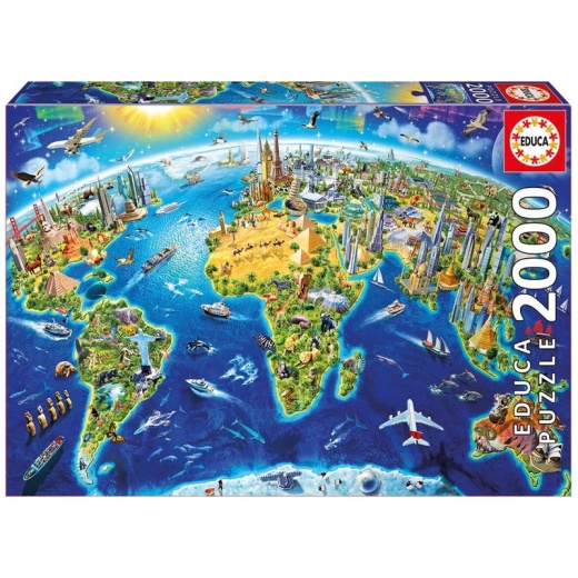 Educa pussel: World Landmarks Globe 2000 bitar i gruppen PUSSEL / 2000 bitar > hos Spelexperten (017129)