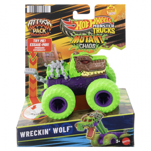 Hot Wheels Monster Trucks Attack - Wreckin Wolf i gruppen LEKSAKER / Leksaksfordon / Hot Wheels hos Spelexperten (02026041-2)