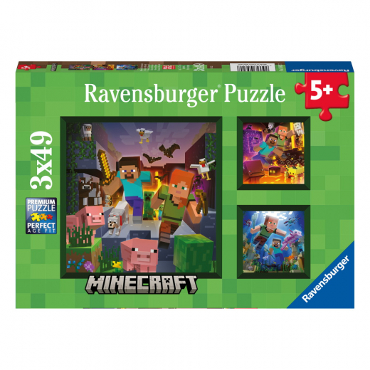 Ravensburger Pussel: Minecraft Biomes 3x49 Bitar i gruppen PUSSEL / Barnpussel hos Spelexperten (10105621)