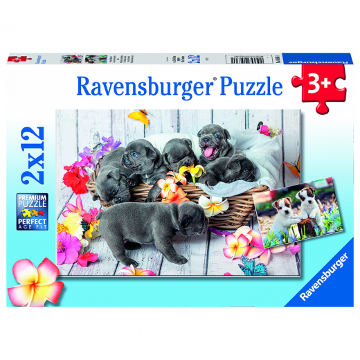 Ravensburger pussel: Small Fur Balls 2x12 Bitar i gruppen PUSSEL / Barnpussel hos Spelexperten (10105636)