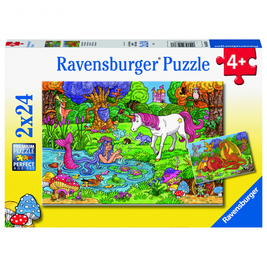 Ravensburger pussel: Magical Forest - 2x24 Bitar i gruppen PUSSEL / Barnpussel hos Spelexperten (10105637)
