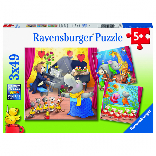 Ravensburger pussel: Animals On Stage - 3x49 Bitar i gruppen PUSSEL / Barnpussel hos Spelexperten (10105638)