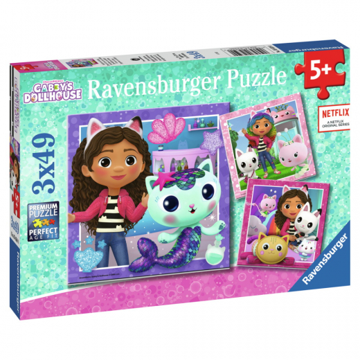 Ravensburger Pussel: Gabby's Dollhouse 3x49 Bitar i gruppen PUSSEL / Barnpussel hos Spelexperten (10105659)