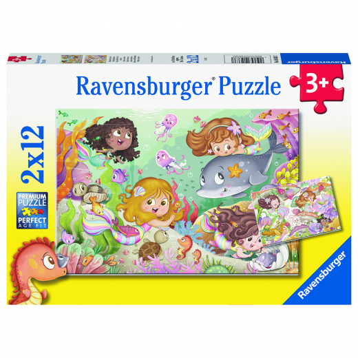 Ravensburger Pussel: Fairies and Mermaids 2x12 Bitar i gruppen PUSSEL / Barnpussel hos Spelexperten (10105663)