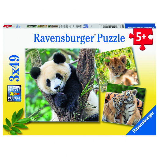 Ravensburger Pussel: Panda, Lion And Tiger 3x49 Bitar i gruppen PUSSEL / Barnpussel hos Spelexperten (10105666)