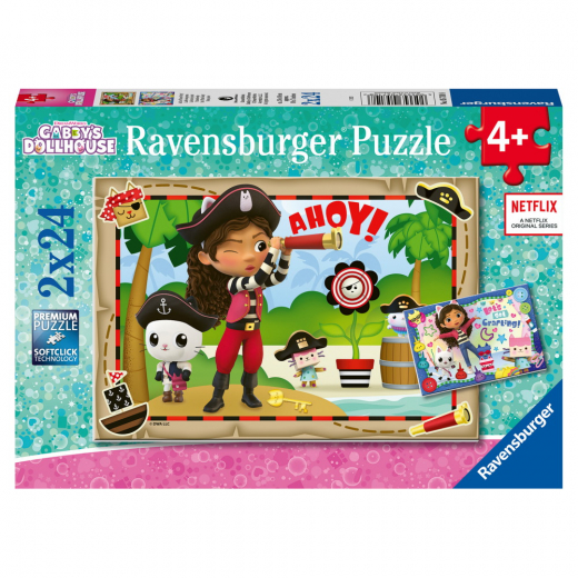 Ravensburger Pussel - Gabbys Låt oss piratfesta! 2x24 Bitar i gruppen PUSSEL / Barnpussel hos Spelexperten (10105710)