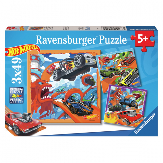 Ravensburger Pussel: Hot Wheels 3x49 Bitar i gruppen PUSSEL / Barnpussel hos Spelexperten (10105722)