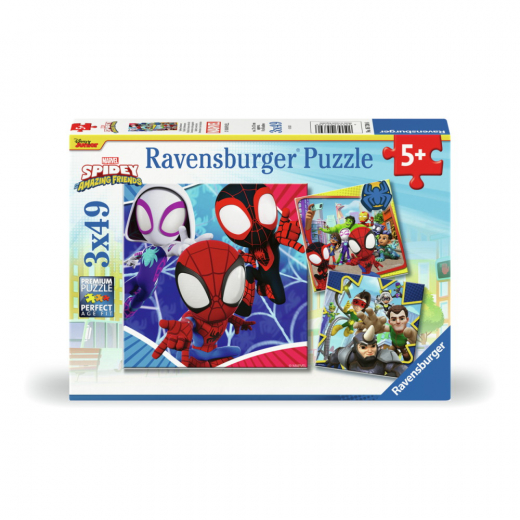 Ravensburger Pussel: Spidey's Adventures 3x49 Bitar i gruppen PUSSEL / Barnpussel hos Spelexperten (10105730)