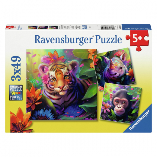 Ravensburger Pussel: Jungle Babies - 3x49 Bitar i gruppen PUSSEL / Barnpussel hos Spelexperten (10105735)