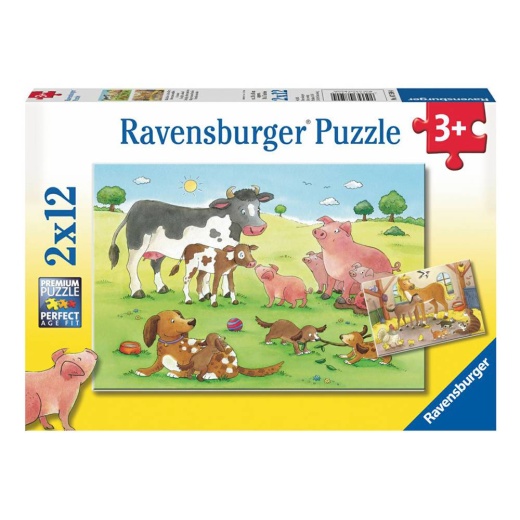 Ravensburger pussel: Happy Animal Famillies - 2x12 Bitar i gruppen  hos Spelexperten (10107590)