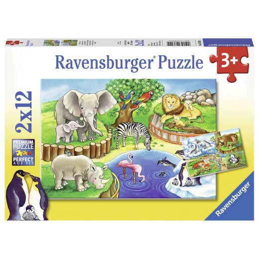 Ravensburger pussel: Animals in the zoo 2x12 Bitar i gruppen PUSSEL / Barnpussel hos Spelexperten (10107602)