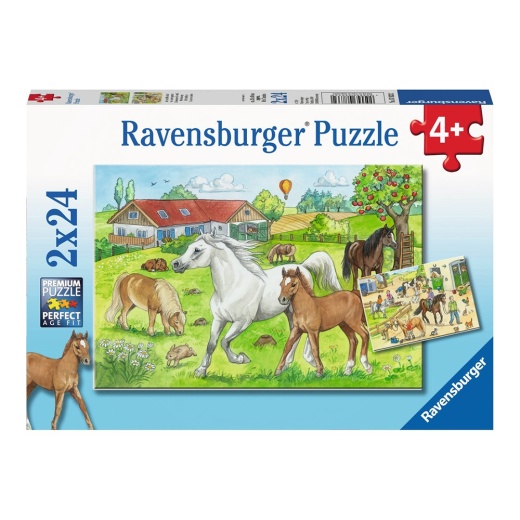 Ravensburger Pussel - At the stables 2x24 Bitar i gruppen  hos Spelexperten (10107833)