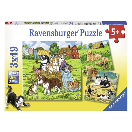 Ravensburger pussel: Cats and Dogs 3x49 Bitar i gruppen  hos Spelexperten (10108002)