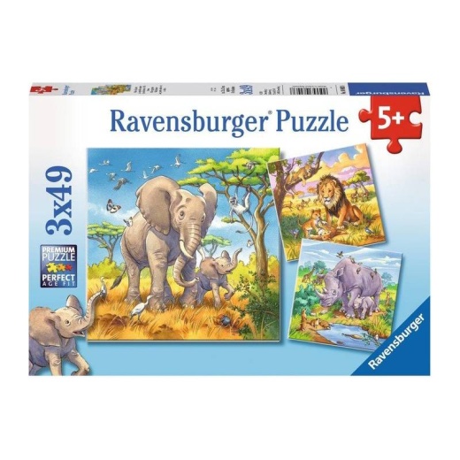 Ravensburger pussel: Wild Animals 3x49 Bitar i gruppen  hos Spelexperten (10108003)