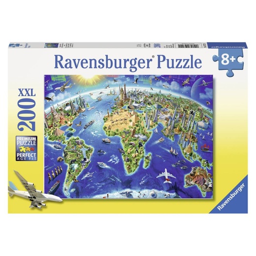 Ravensburger pussel: World Landmarks Map - 200 Bitar i gruppen PUSSEL / < 750 bitar hos Spelexperten (10112722)