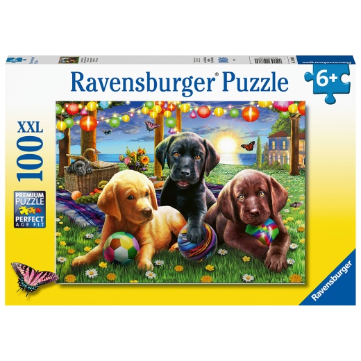 Ravensburger Pussel: Puppy Picnic 100 Bitar XXL i gruppen  hos Spelexperten (10112886)