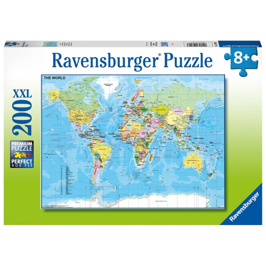 Ravensburger Pussel: Map of the World XXL 200 Bitar i gruppen PUSSEL / < 750 bitar hos Spelexperten (10112890)