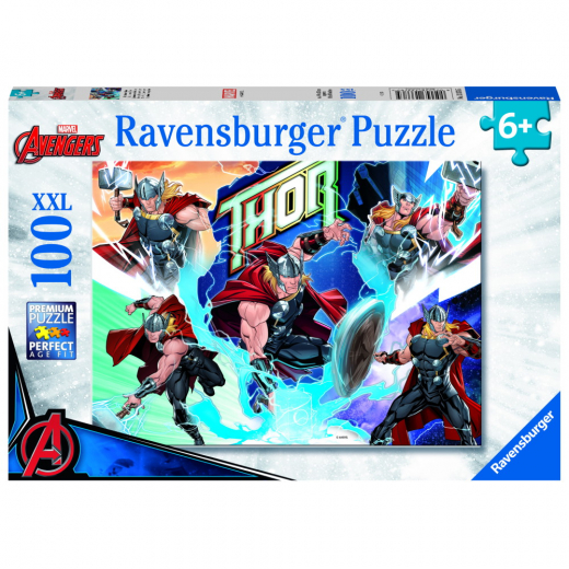 Ravensburger Pussel: Marvel Hero Thor XXL 100 Bitar i gruppen  hos Spelexperten (10113376)