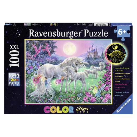 Ravensburger pussel: Unicorns in the Moonlight XXL 100 Bitar i gruppen PUSSEL / < 625 bitar hos Spelexperten (10113670)