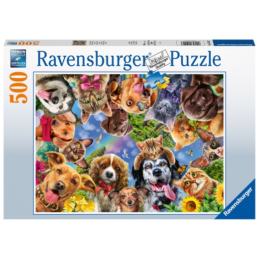 Ravensburger Pussel - Animal selfie 500 Bitar i gruppen  hos Spelexperten (10215042)