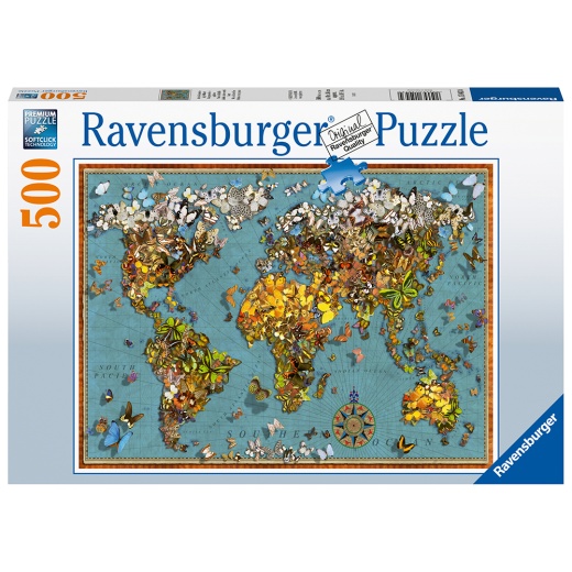Ravensburger Pussel - World of butterflies 500 Bitar i gruppen  hos Spelexperten (10215043)