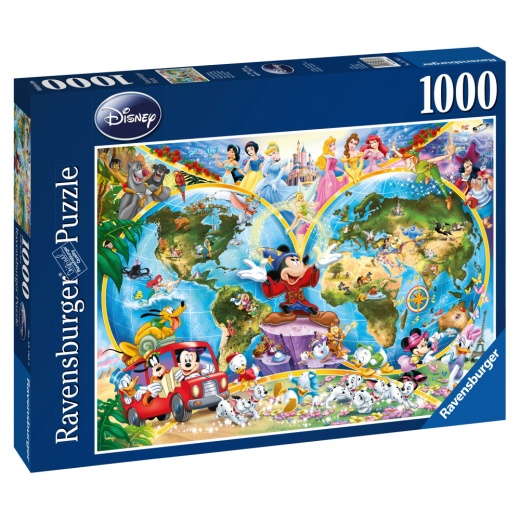 Ravensburger Pussel: Disney's World Map 1000 Bitar i gruppen PUSSEL / Disney hos Spelexperten (10215785)