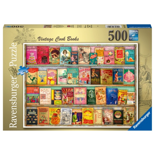 Ravensburger pussel - Vintage Cook Books 500 Bitar i gruppen PUSSEL / < 625 bitar hos Spelexperten (10216412)
