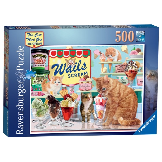 Ravensburger Pussel: The Cat who got the cream 500 bitar i gruppen PUSSEL / < 625 bitar hos Spelexperten (10216527)