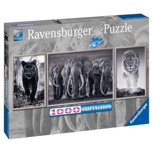 Ravensburger pussel: Panthers, Elephants, Lions 1000 Bitar i gruppen PUSSEL / 1000 bitar hos Spelexperten (10216729)
