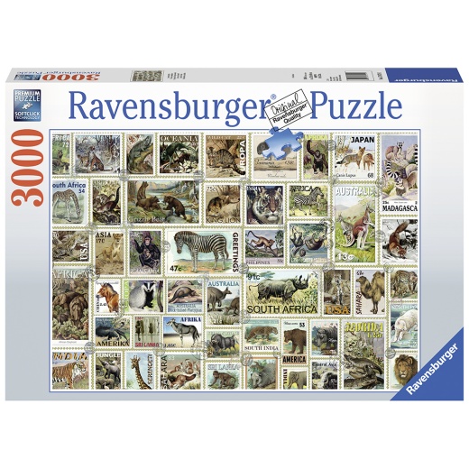 Ravensburger pussel - Animal Stamps 3000 Bitar i gruppen  hos Spelexperten (10217079)