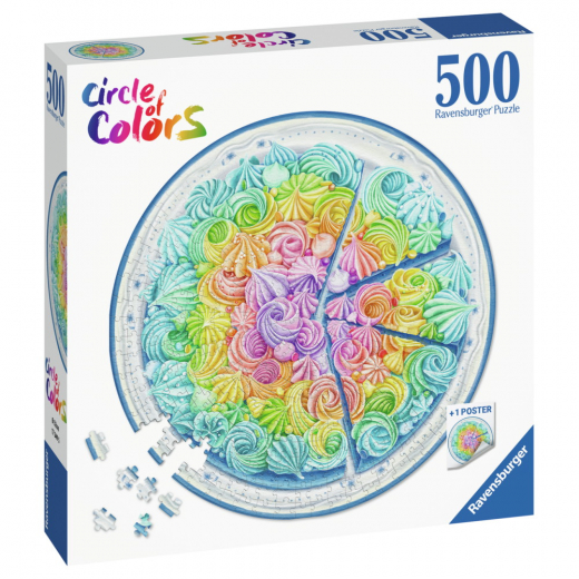 Ravensburger Pussel - Circle of Colors - Rainbow Cake 500 Bitar i gruppen PUSSEL / < 750 bitar hos Spelexperten (10217349)