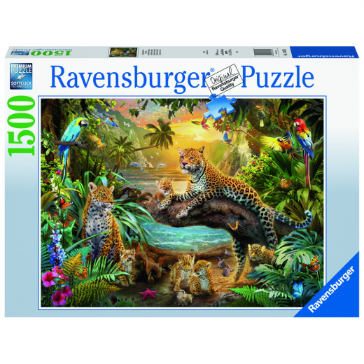 Ravensburger pussel: Leopard Family In The Jungle - 1500 bitar i gruppen PUSSEL / 1500 bitar hos Spelexperten (10217435)