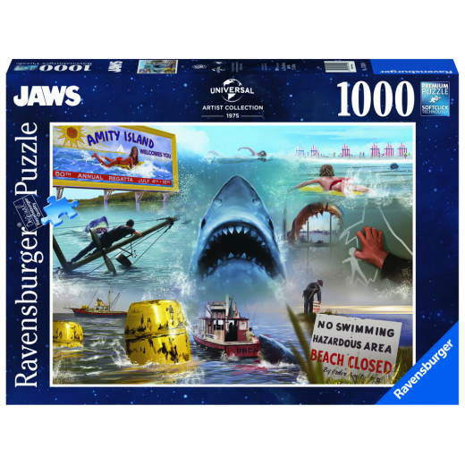 Ravensburger Pussel: Universal Studios Jaws 1000 Bitar i gruppen PUSSEL / 1000 bitar hos Spelexperten (10217450)