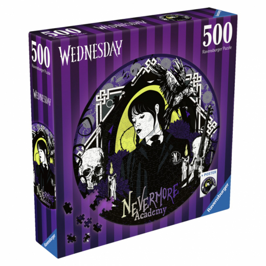 Ravensburger Pussel: Wednesday Nevermore Academy 500 Bitar i gruppen PUSSEL / < 750 bitar hos Spelexperten (10217573)