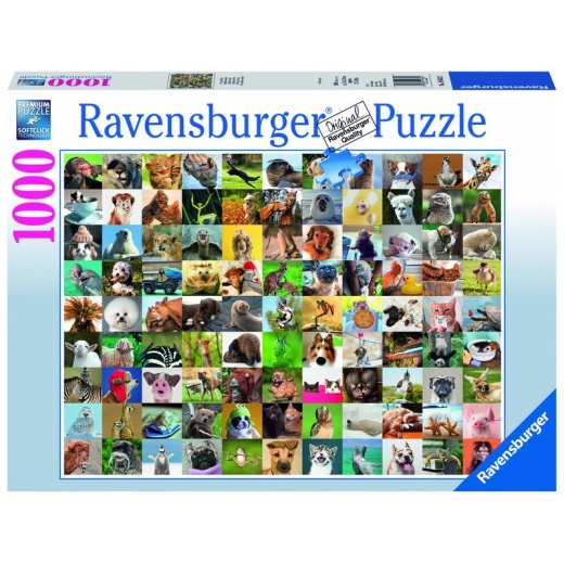 Ravensburger pussel: 99 Funny animals - 1000 bitar i gruppen  hos Spelexperten (10219642)