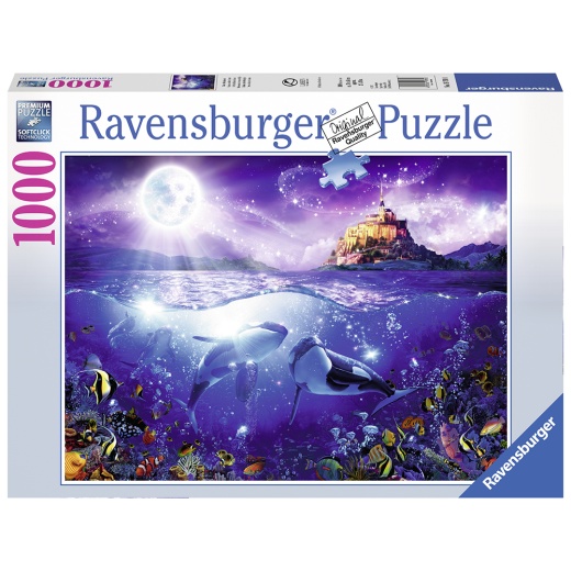 Ravensburger pussel - Whales in the Moonlight 1000 Bitar i gruppen  hos Spelexperten (10219791)