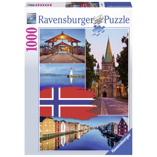 Ravensburger pussel - Trondheim Collage 1000 Bitar i gruppen PUSSEL / 1000 bitar hos Spelexperten (10219845)