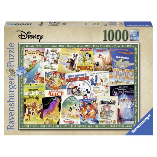 Ravensburger Pussel - Disney Vintage Movie Posters 1000 Bitar i gruppen PUSSEL / 1000 bitar hos Spelexperten (10219874)