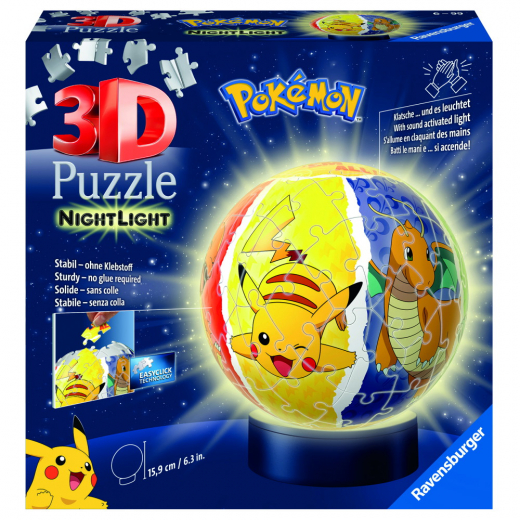 Ravensburger 3D Pussel - Pokémon med nattlampa 74 bitar i gruppen PUSSEL / 3D pussel hos Spelexperten (10311547)