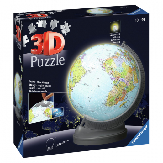 Ravensburger 3D Pussel - Jordglob med nattlampa 548 Bitar i gruppen PUSSEL / 3D pussel hos Spelexperten (10311549)