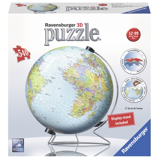 Ravensburger 3D Pussel - World Globe 540 Bitar i gruppen PUSSEL / 3D pussel hos Spelexperten (10312436)