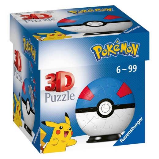 Ravensburger 3D Pussel: Pokémon Pokeball Blå 55 Bitar i gruppen PUSSEL / 3D pussel hos Spelexperten (10382722B)