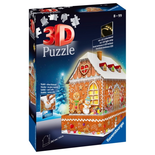 Ravensburger 3D Pussel - Pepparkakshus 257 Bitar i gruppen PUSSEL / 3D pussel hos Spelexperten (10411237)