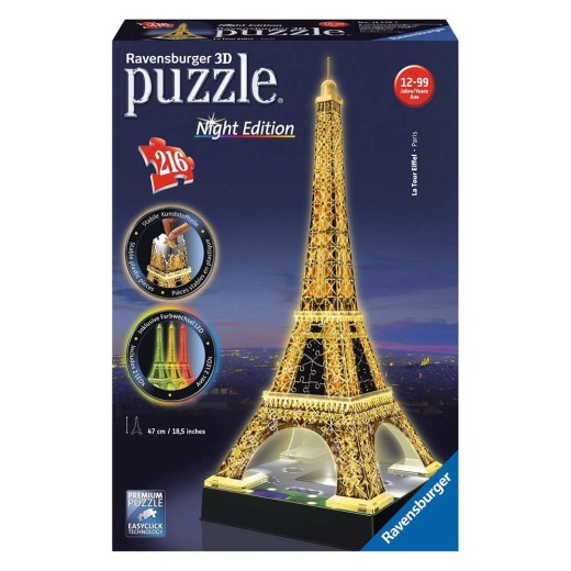 Eiffel Tower Night Edition Pusselbyggnad 3D - 216 Bitar i gruppen PUSSEL / 3D pussel hos Spelexperten (10412579)